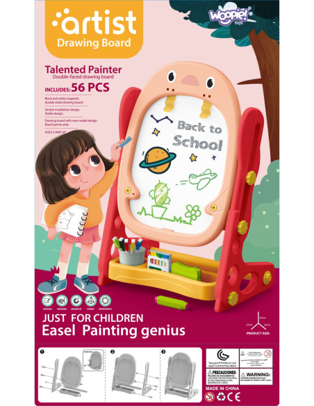 WOOPIE Tablica Dwustronna Magnetyczna Kreślarska Pingwinek 57 el.