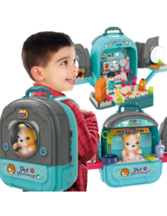 WOOPIE Domek dla Lalek 3w1 Zestaw do Pielęgnacji Pieska w Plecaku