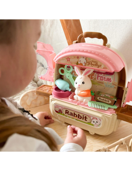 WOOPIE Królik w Plecaku 3w1 Zestaw do Pielęgnacji Króliczka w Plecaku