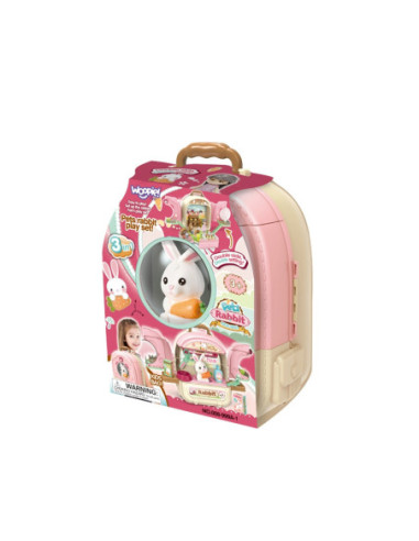 WOOPIE Królik w Plecaku 3w1 Zestaw do Pielęgnacji Króliczka w Plecaku