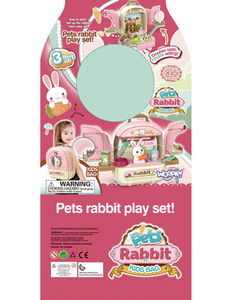 WOOPIE Królik w Plecaku 3w1 Zestaw do Pielęgnacji Króliczka w Plecaku