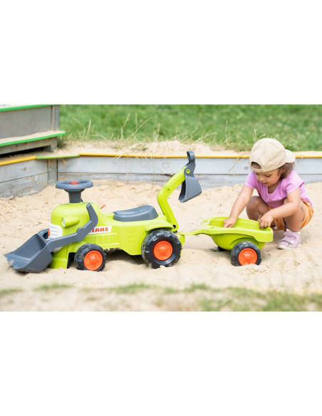 FALK Traktorek Claas Jeździk z Przyczepką Ładowarką i Łyżką