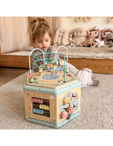 TOOKY TOY Interaktywny Drewniany Sześciokąt Montessori Otwierane Pudełko