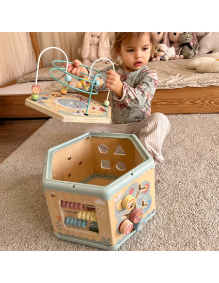 TOOKY TOY Interaktywny Drewniany Sześciokąt Montessori Otwierane Pudełko