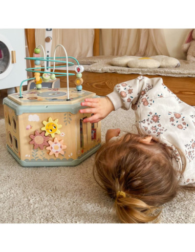 TOOKY TOY Interaktywny Drewniany Sześciokąt Montessori Otwierane Pudełko