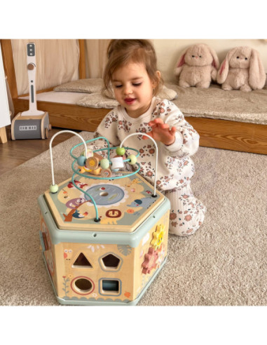 TOOKY TOY Interaktywny Drewniany Sześciokąt Montessori Otwierane Pudełko