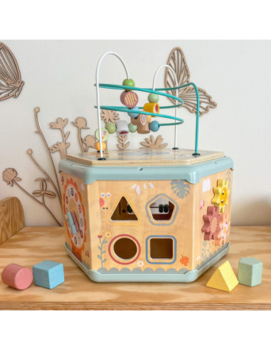 TOOKY TOY Interaktywny Drewniany Sześciokąt Montessori Otwierane Pudełko