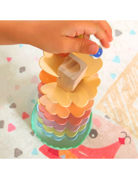 Tooky Toy Drewniana Kolorowa Wieża Wirująca dla Dzieci