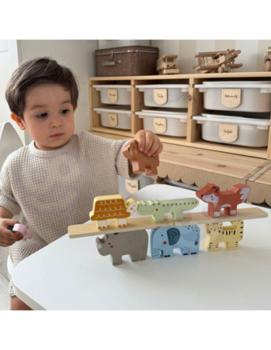 TOOKY TOY Drewniane Klocki Układanka Zwierzątka Montessori 9 el.