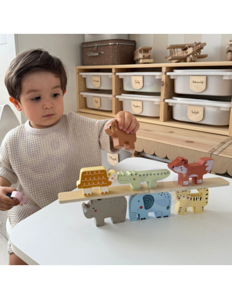 TOOKY TOY Drewniane Klocki Układanka Zwierzątka Montessori 9 el.