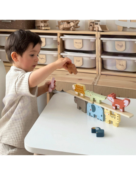 TOOKY TOY Drewniane Klocki Układanka Zwierzątka Montessori 9 el.