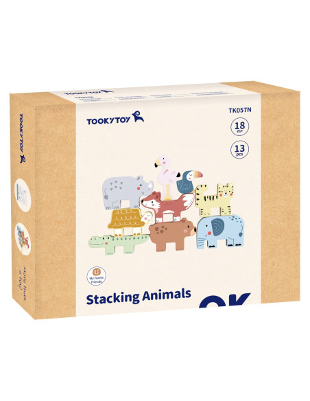 TOOKY TOY Drewniane Klocki Układanka Zwierzątka Montessori 9 el.