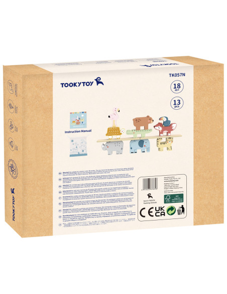 TOOKY TOY Drewniane Klocki Układanka Zwierzątka Montessori 9 el.