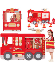 VIGA Large Wooden Fire Truck Montessori Playground