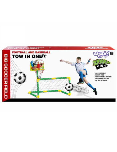 WOOPIE Zestaw 2w1 Koszykówka Bramka do Piłki Nożnej+ Piłki