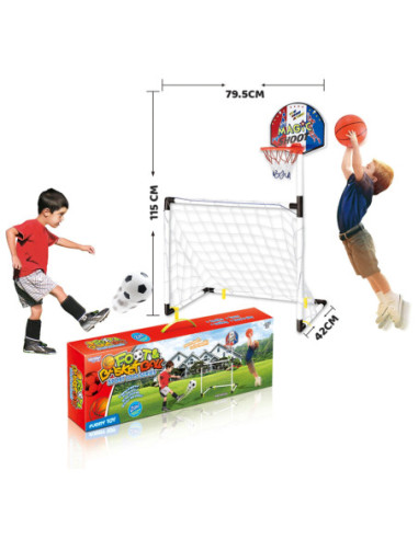 WOOPIE Zestaw 2w1 Koszykówka Bramka do Piłki Nożnej+ Piłki