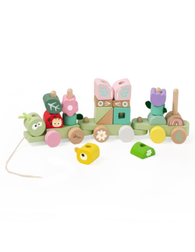 CLASSIC WORLD Montessori Kolejka Gąsienica Drewniana Układanka