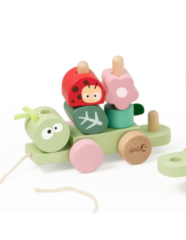 CLASSIC WORLD Montessori Kolejka Gąsienica Drewniana Układanka