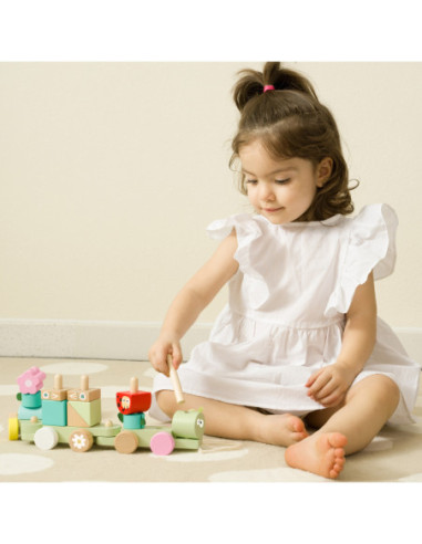 CLASSIC WORLD Montessori Kolejka Gąsienica Drewniana Układanka