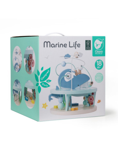 CLASSIC WORLD Drewniany Edukacyjny Labirynt Przeplatanka Życie Morskie 18m+