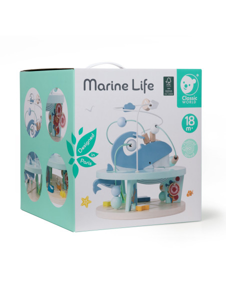CLASSIC WORLD Drewniany Edukacyjny Labirynt Przeplatanka Życie Morskie 18m+