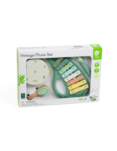 CLASSICLASSICLASSIC WORLD Drewniany Zestaw Vintage Instrumentów Muzycznych 18ms+