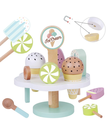 TOOKY TOY Drewniane Lody Magnetyczne na Stojaku