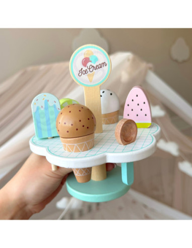 TOOKY TOY Drewniane Lody Magnetyczne na Stojaku