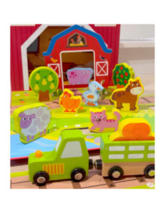 TOOKY TOY Drewniana Farma w Walizce Figurki Pojazdy 2