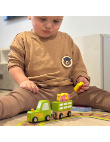 TOOKY TOY Drewniana Farma w Walizce Figurki Pojazdy