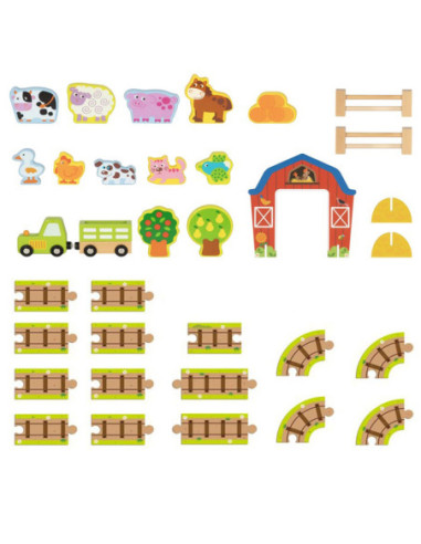 TOOKY TOY Drewniana Farma w Walizce Figurki Pojazdy