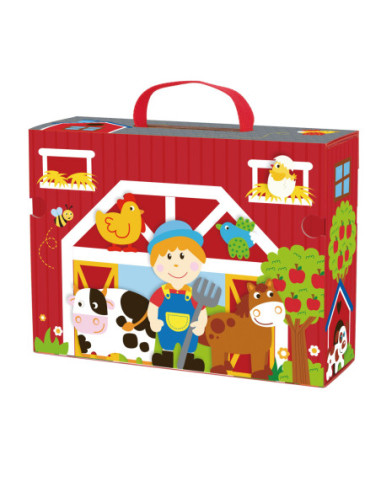 TOOKY TOY Drewniana Farma w Walizce Figurki Pojazdy