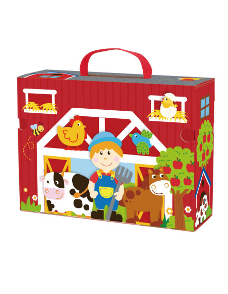 TOOKY TOY Drewniana Farma w Walizce Figurki Pojazdy