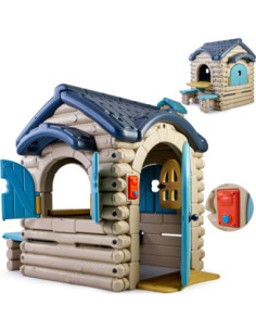 FEBER Large Casual Garden Shed with Extendable Bench Log Cabin