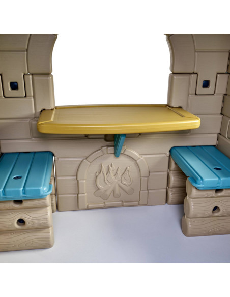 FEBER Duży Domek Ogrodowy Casual z Wysuwaną Ławeczką Chatka z Belek