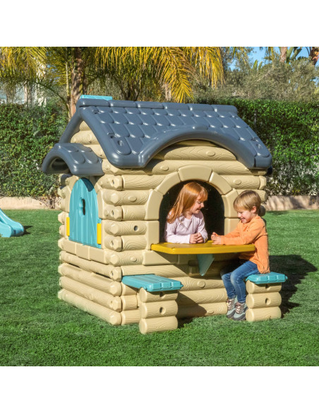 FEBER Duży Domek Ogrodowy Casual z Wysuwaną Ławeczką Chatka z Belek