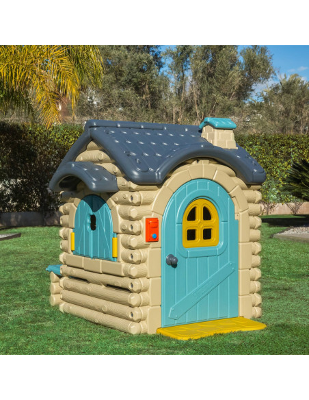 FEBER Duży Domek Ogrodowy Casual z Wysuwaną Ławeczką Chatka z Belek