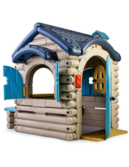 FEBER Duży Domek Ogrodowy Casual z Wysuwaną Ławeczką Chatka z Belek