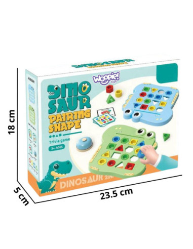 WOOPIE Układanka Montessori Dinozaur Gra Zręcznościowa Dopasuj Kształty