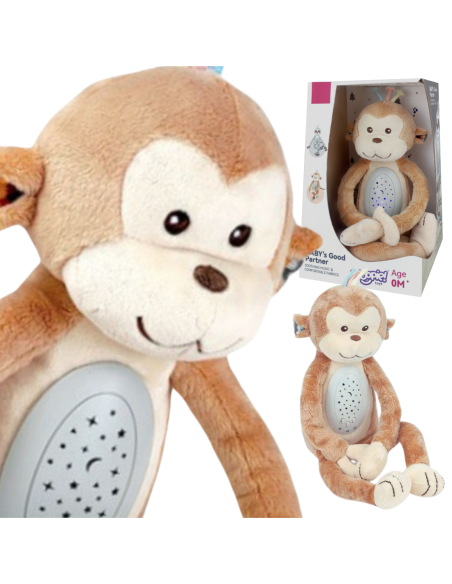 WOOPIEBABY Interaktywna Przytulanka Projektor 2w1 Usypiacz Małpka
