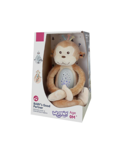 WOOPIEBABY Interaktywna Przytulanka Projektor 2w1 Usypiacz Małpka
