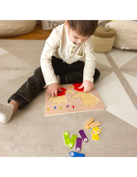 TOOKY TOY Edukacyjna Drewniana Układanka Rączki Nauka Liczenia i Kolorów