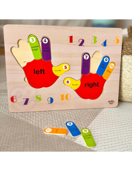 TOOKY TOY Edukacyjna Drewniana Układanka Rączki Nauka Liczenia i Kolorów