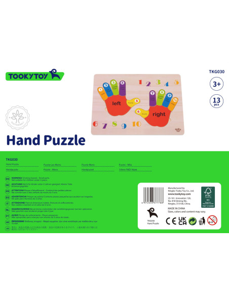 TOOKY TOY Edukacyjna Drewniana Układanka Rączki Nauka Liczenia i Kolorów