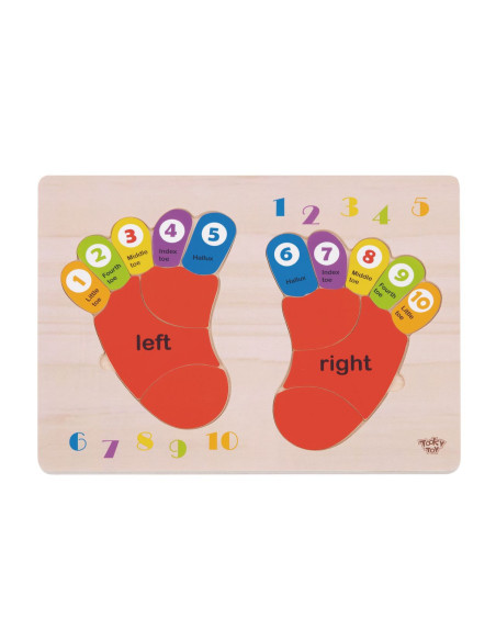 TOOKY TOY Edukacyjna Drewniana Układanka Stopy Nauka Liczenia i Kolorów