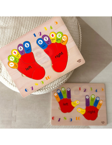 TOOKY TOY Edukacyjna Drewniana Układanka Stopy Nauka Liczenia i Kolorów