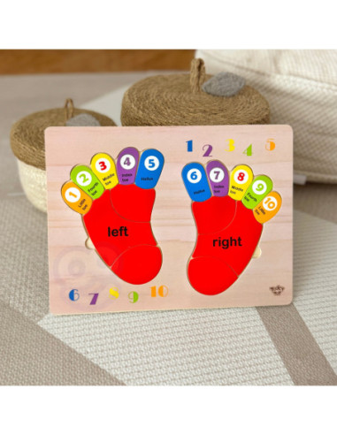 TOOKY TOY Edukacyjna Drewniana Układanka Stopy Nauka Liczenia i Kolorów