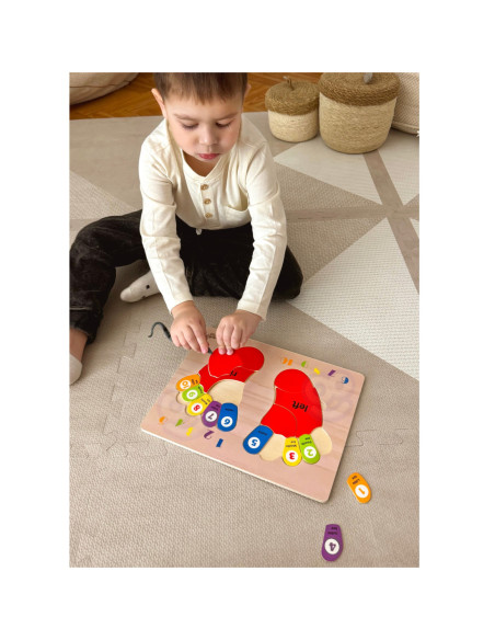 TOOKY TOY Edukacyjna Drewniana Układanka Stopy Nauka Liczenia i Kolorów