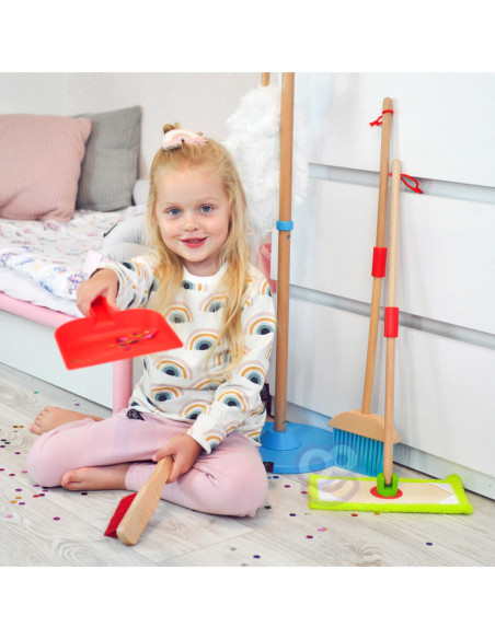 TOOKY TOY Drewniany Zestaw do Sprzątania dla Dzieci 6 el.