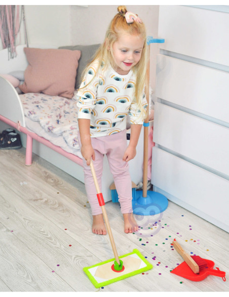 TOOKY TOY Drewniany Zestaw do Sprzątania dla Dzieci 6 el.